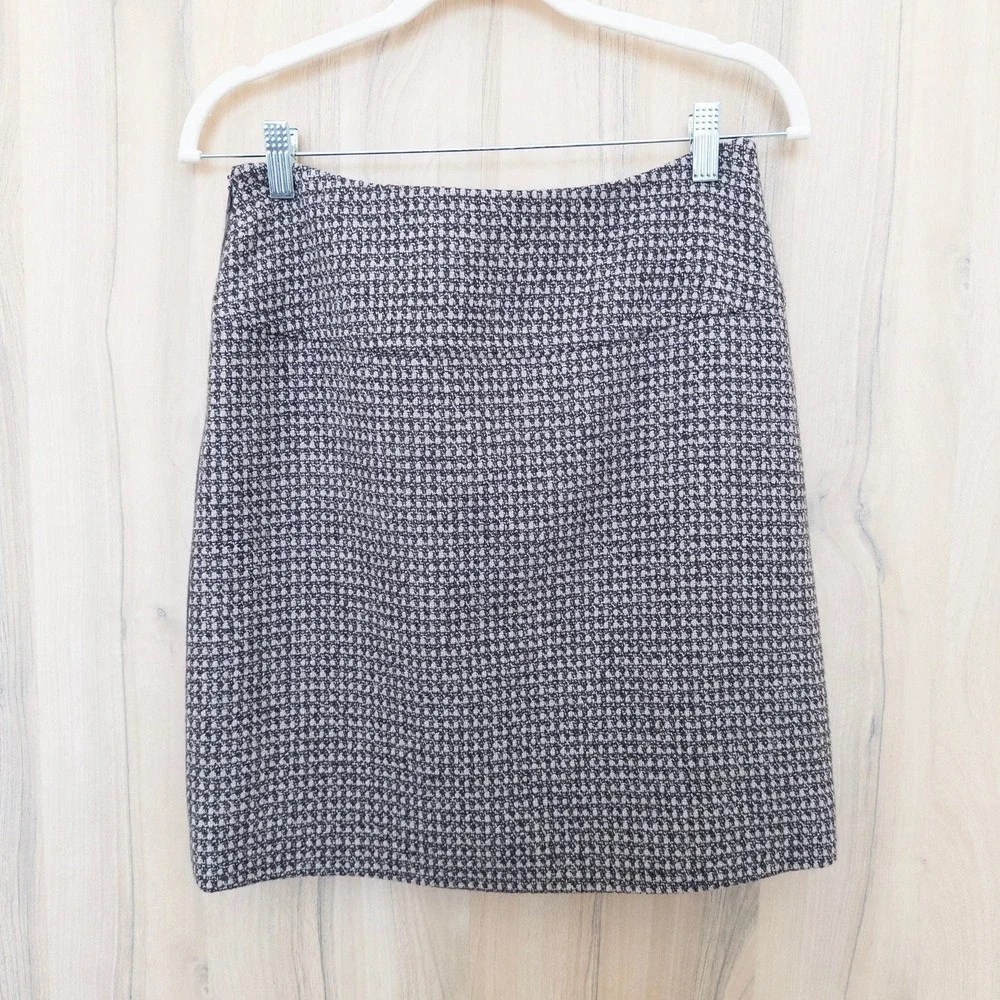 Sundance Houndstooth Wool Skirt Size 4 Brown Plaid Preppy Heritage Academia‎ 90s